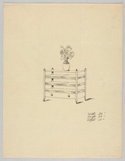 Design for trelags bord med vase og blomster, 1900–05 av Unbekannt