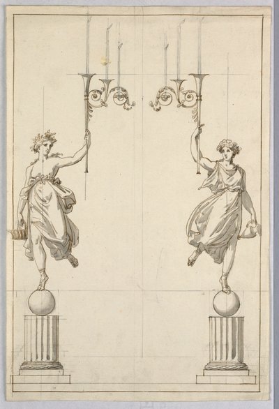 Design for et par lysekroner av Unbekannt