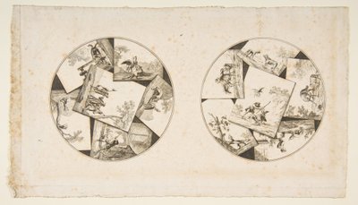 Design for plater hentet fra Audrys illustrasjoner til La Fontaines fabler, etter 1755. av Unbekannt
