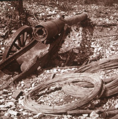 Ødelagt 155 kanon, c1917-c1918 av Unbekannt