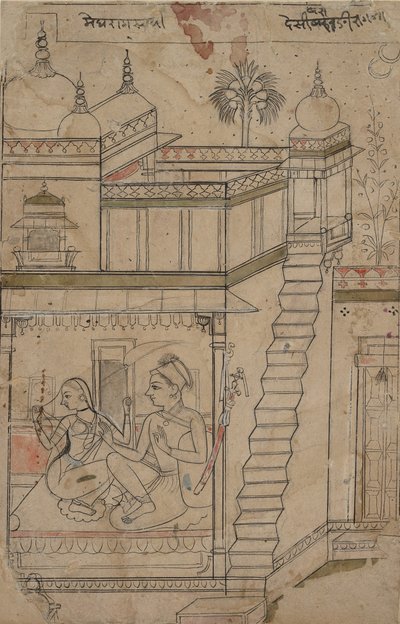 Desvarari Ragini: Folio fra en ragamala-serie Garland of Musical Modes, tidlig på 1700-tallet. av Unbekannt