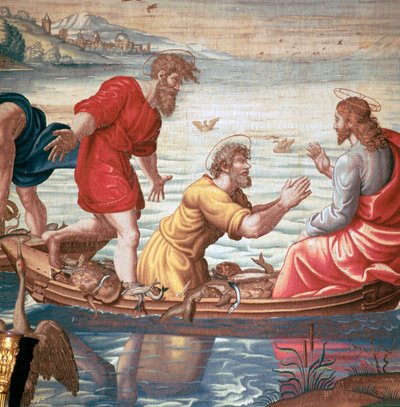 Detalj fra Mortlakes Tapestries, som viser det mirakuløse trekk av fisk, 1600-tallet av Unbekannt