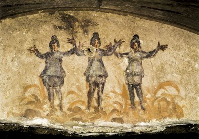 Detalj av en freske fra katakombene i Priscilla (Priscilla), 2. eller 3. århundre e.Kr. av Unbekannt