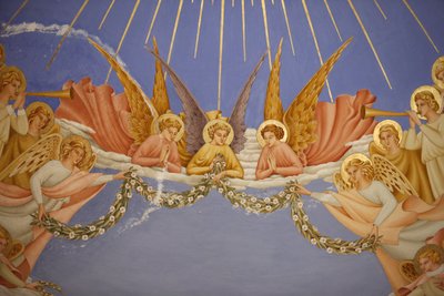 Detalj av en freske i Visitation-kirken i Ein Kerem: engler, Ein Kerem, Israel av Unbekannt