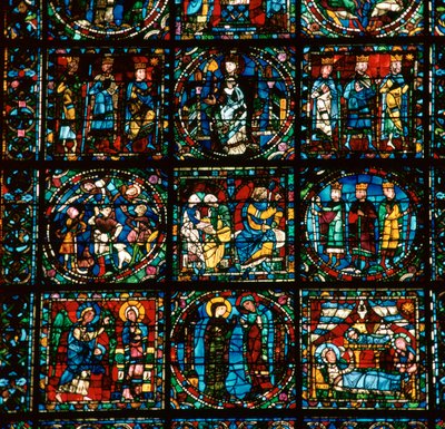 Detalj av det store vestvinduet til Chartres katedral, 1100-tallet av Unbekannt
