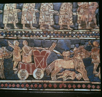 Detalj av Standard of Ur, som viser en sumerisk krigsvogn, Sør-Irak, ca 2600-2400 f.Kr. av Unbekannt