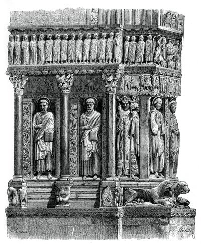 Detalj av portalen til St Trophimus, Arles, 1100-tallet, 1870 av Unbekannt