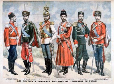 Forskjellige russiske militæruniformer av keiseren, 1896 av Unbekannt