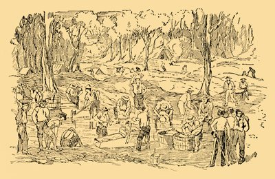 Graving og vask etter gull i Australia i 1851, c1930. av Unbekannt