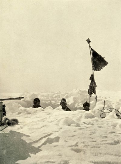 Graving for å fastslå snødybden som dekker et depot, c1908, 1909. av Unbekannt