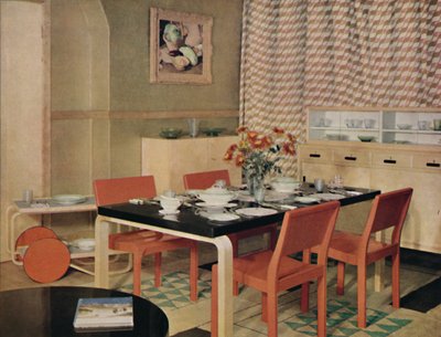 Spisestue med finske møbler, 1938 av Unbekannt