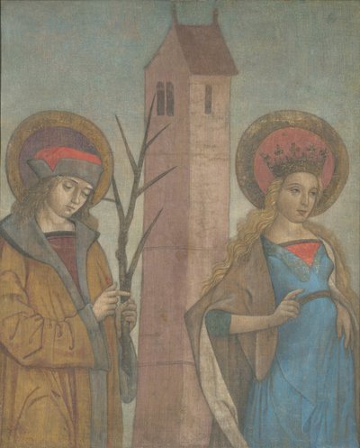 Diptyk av de hellige Achatius, Barbara, Apollonia og Sebald, ca. 1490. av Unbekannt