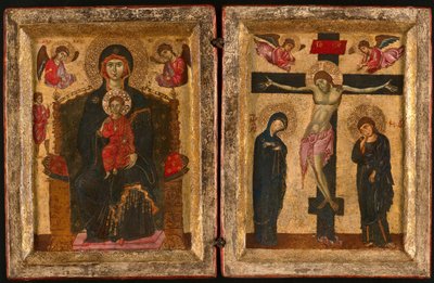 Diptych of the Virgin and Child Enthroned and the Crucifixion, 127585. av Unbekannt