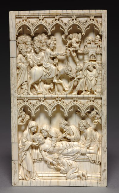 Diptych with Scenes from the Life of Christ right wing: Entry into Jerusalem and Entombment, ca. 1. 3 av Unbekannt