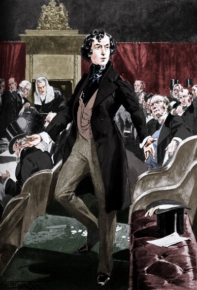 Disraels første tale i Underhuset, 1800-tallet c1905 av Unbekannt