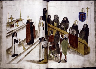 Gudstjeneste i henhold til den gresk-ortodokse ritualen fra: Ulrich Richental Chronicle of the Council of Constance, 1414-1418 av Unbekannt