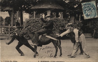 Donkey Tetu and Recalcitrant - Postkort datert 1904 av Unbekannt
