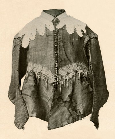 Dublett av svart silke trimmet med spisser av gallon med sølvaiglets, 1600-tallet, 1937. av Unbekannt