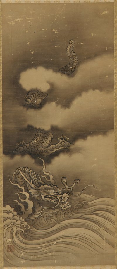Drage og bølger, Edo-perioden, 1615-1868. av Unbekannt