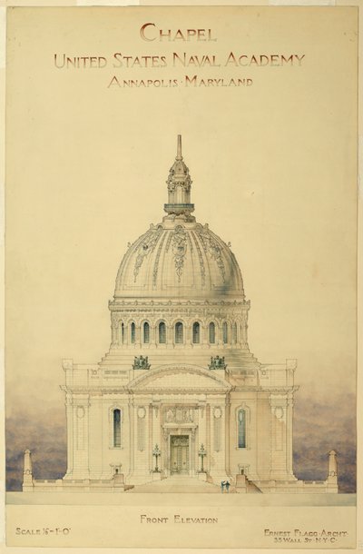 Tegning, kapell, U.S. Naval Academy av Unbekannt
