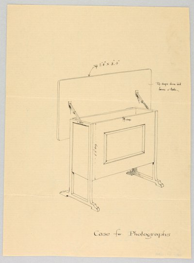 Tegning, Design for Tilt-Top-veske for fotografier av Unbekannt