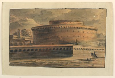 Tegning, scenografi, utsiden av sirkulær bygning, tidlig på 1800 -tallet av Unbekannt