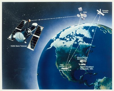 Tegning av Hubble-teleskopet, 1980-tallet av Unbekannt