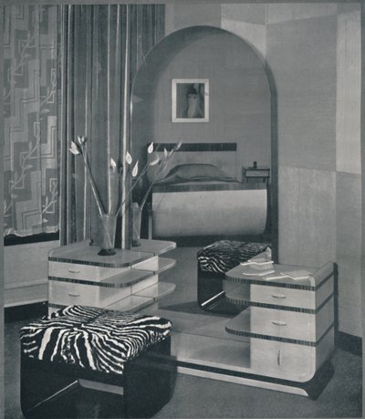 Sminkebord og krakk designet for Frankl Galleries, Inc., 1933 av Unbekannt