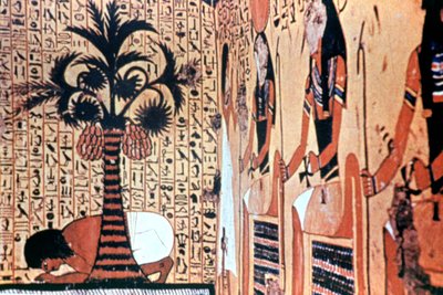 Drikker fra elven, tempelveggmaleri, Theben, Egypt av Unbekannt