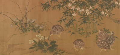 Ender, blomster og vaktel, Ming-dynastiet, 1368-1644. av Unbekannt