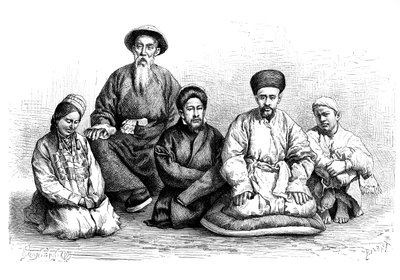 Dungans og Taranchis, typer og kostymer, c1890 av Unbekannt