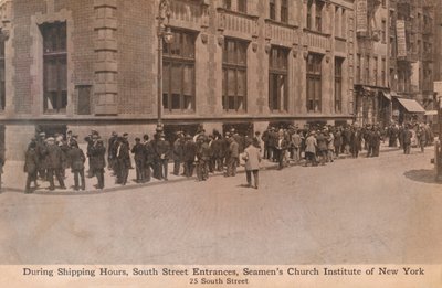 Under leveringstiden, South Street Entrances, Seamens Church Institute of New York, c1888. av Unbekannt