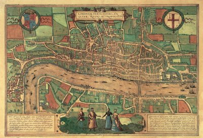 Tidligste trykte kart over London, 1574 av Unbekannt