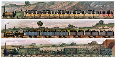 Tidlige jernbanebusser, Liverpool og Manchester Railway, England, 1831, c1900-1920 av Unbekannt