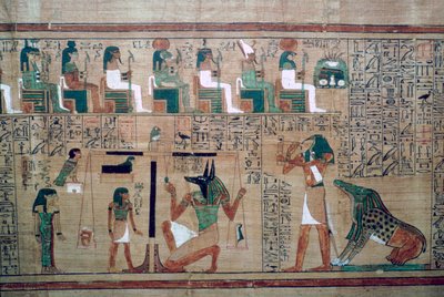 Egyptisk papyrus med en skildring av "veiing av hjertet" av Unbekannt