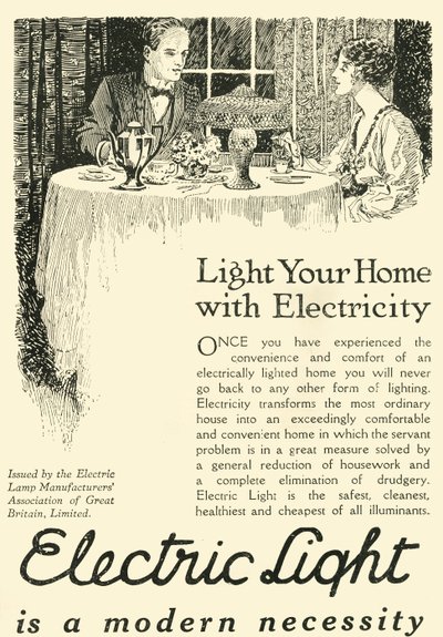 Elektrisk lys er en moderne nødvendighet, 1920. av Unbekannt