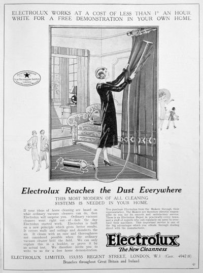 Electrolux støvsuger annonse, 1924 av Unbekannt