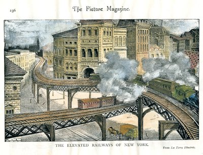 Elevated Railway i New York, fra The Picture Magazine, 1800-tallet av Unbekannt