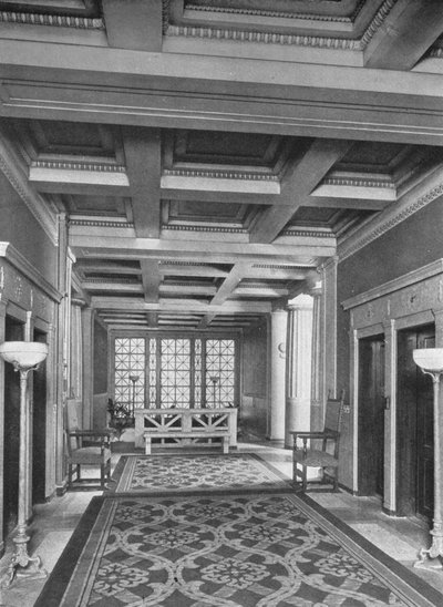 Heislobby, første etasje, Fraternity Clubs Building, New York City, 1924 av Unbekannt