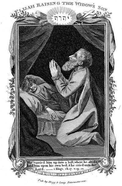 Elias oppdrar enkenes sønn, c1808 av Unbekannt