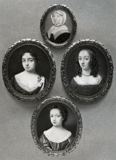 Elizabeth Cromwell, mor til Oliver Cromwell, og døtrene hans, Mary, Elizabeth og Bridget, 1899. av Unbekannt