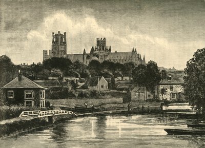 Ely-katedralen, fra jernbanebroen, 1898. av Unbekannt