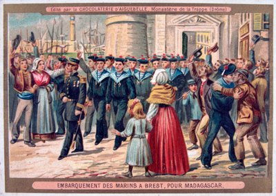 Ombordstigning av marinesoldatene ved Brest for Madagaskar, 1883 av Unbekannt