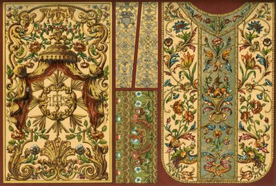 Broderi, lærteppe, gullsmedarbeid, 1600-, 1700- og 1800-tallet, 1898. av Unbekannt