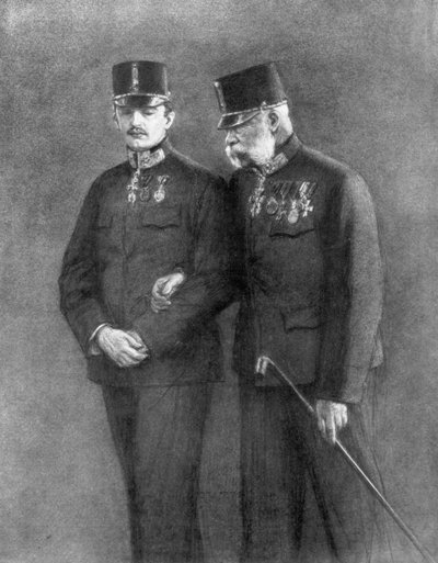 Keiser Franz Josef I av Østerrike og erkehertug Charles Habsburg, 1926 av Unbekannt
