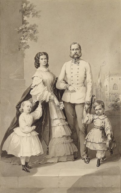 Keiser Franz Joseph I med keiserinne Elisabeth og deres barn ..., ca 1860. av Unbekannt