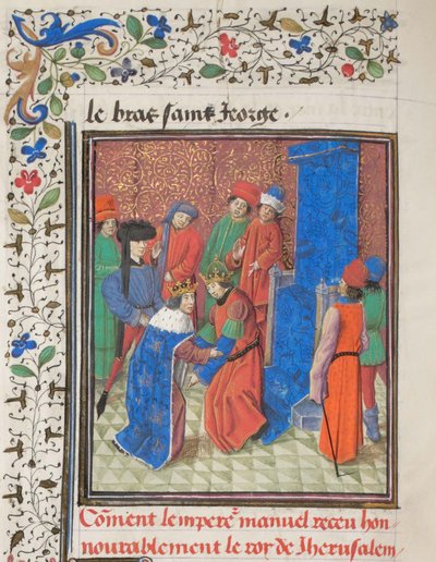 Keiser Manuel I Komnenos møter kong Amalric I av Jerusalem. Miniatyr fra Historia av William av Tyrus, 1460-tallet av Unbekannt