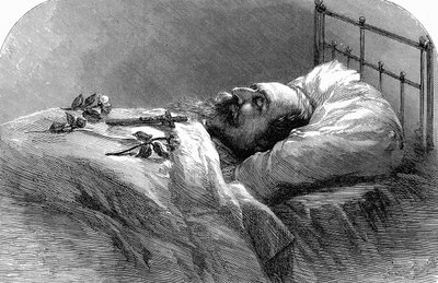 Keiser Napoleon III av Frankrike på dødsleiet, 1873. av Unbekannt