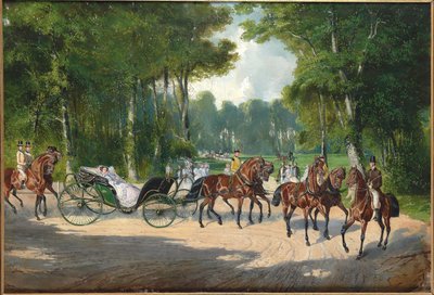 Keiserinne Elisabeth i en vogn i Wiens Prater, ca 1860. av Unbekannt