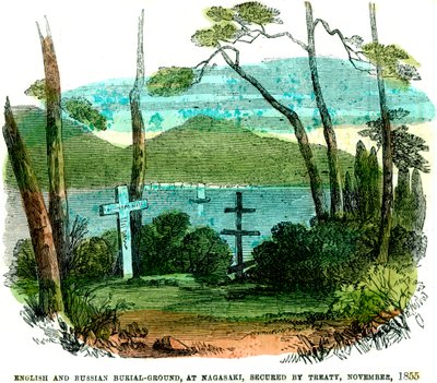 Engelsk og russisk gravplass, i Nagasaki, sikret ved traktat, november 1855, 1856 av Unbekannt